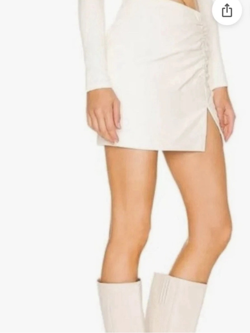 Lovers + Friends Cream 100% Lamb Leather Mini Skirt Sz M Retails For $298